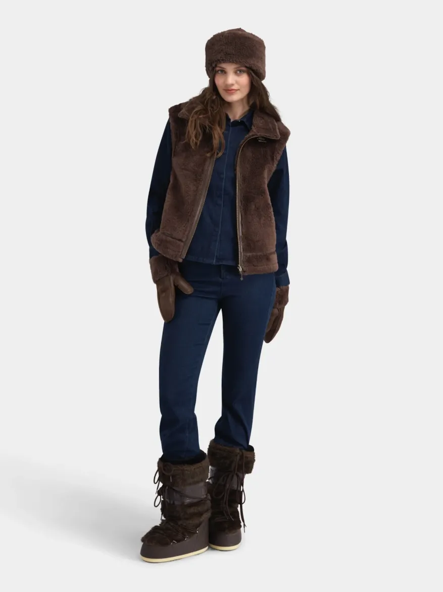 Bilde av WoolLand Solveggen Lammeull vest  Mocca